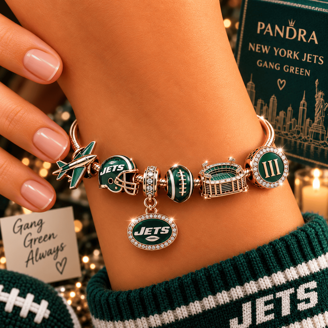 NYJ Gold Charm Bracelet Set NHVH