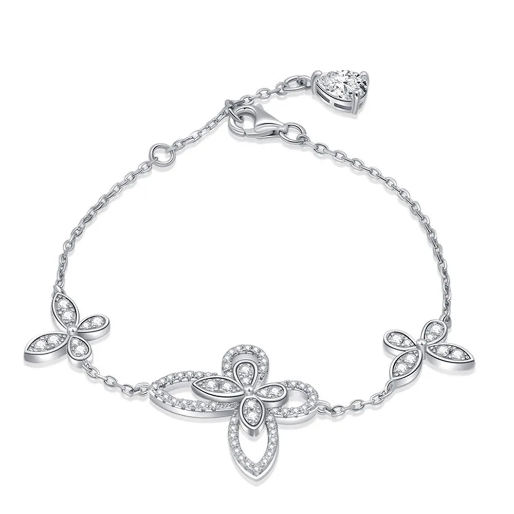 Wuiha Luxury 925 Sterling Silver Created Moissanite Gemstone Bangle Charm Wedding Butterfly Bracelets Fine Jewelry Wholesale