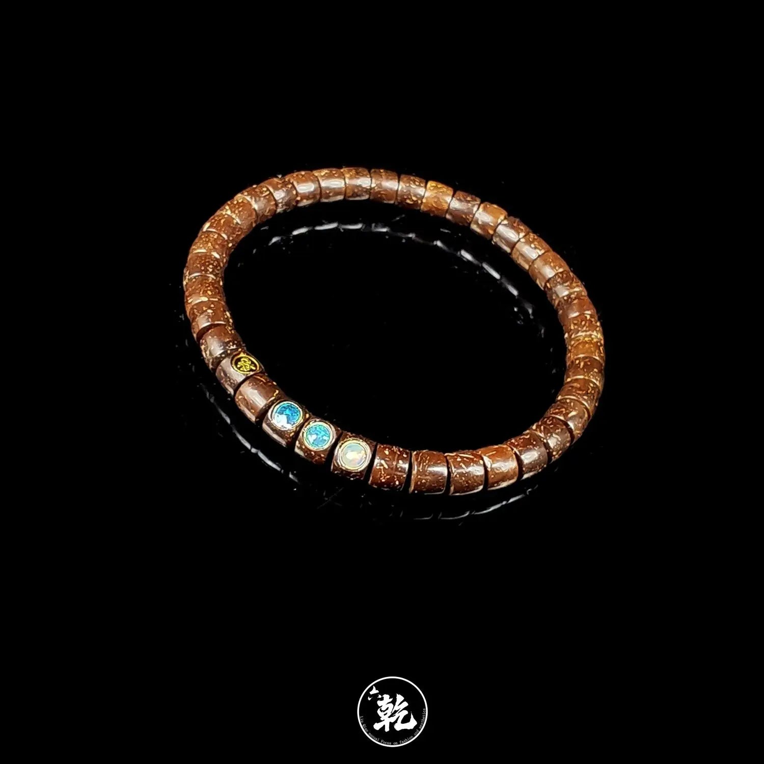 Antique Original Ecological Dry Grinding Coconut Pedicle Tablet Beads 6*5mm Inlaid Luck Bracelet with Brown Lines and Brown Eyes
