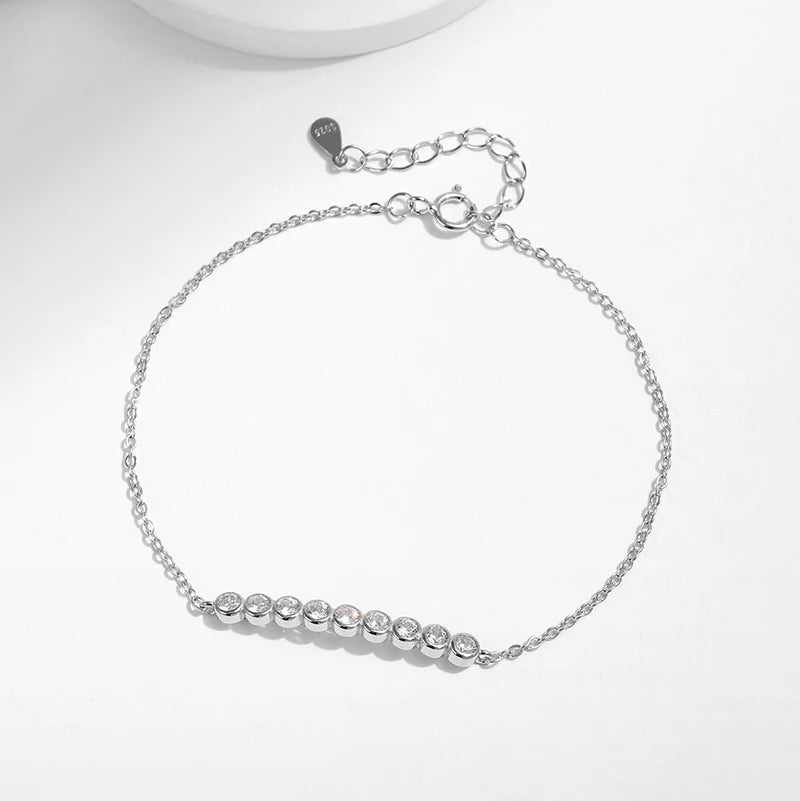 Smyoue 2.5mm Full Moissanite Bubble Bracelets for Women Adjustable Chain 18k Plated Wedding Classic 925 Sterling Silver Jewelry